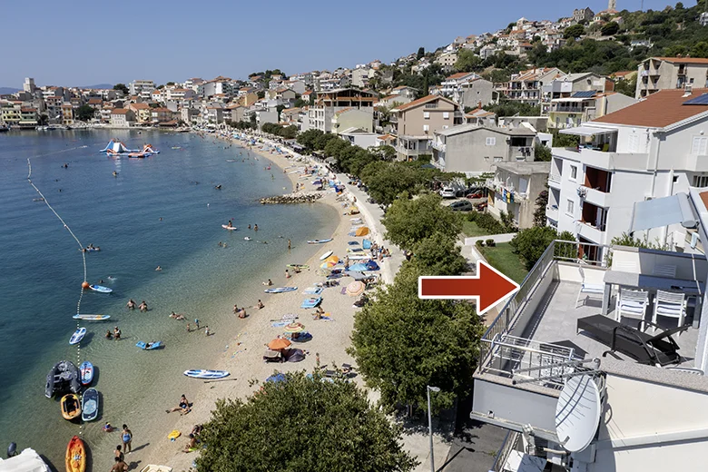 Apartments Grgo Talijančić, Igrane - balcony with sea view, aerial view