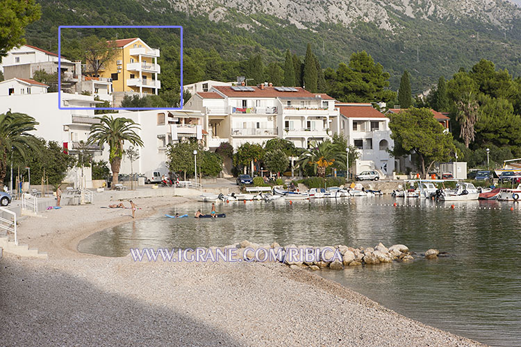 beach and house Ribica position in Igrane