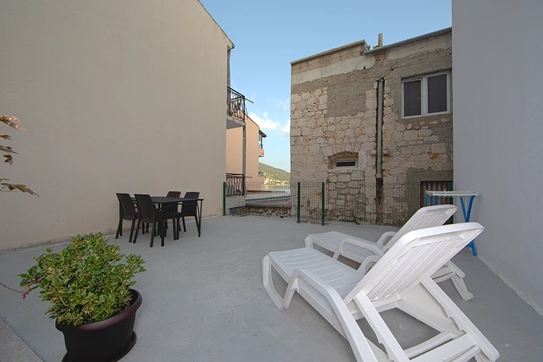 terrace with partial sea view, apartments Ribica, Igrane