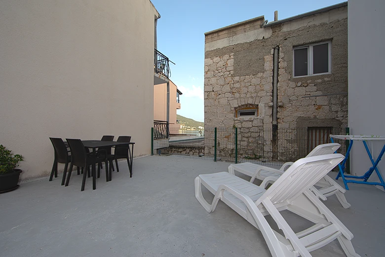 terrace with partial sea view, apartments Ribica, Igrane