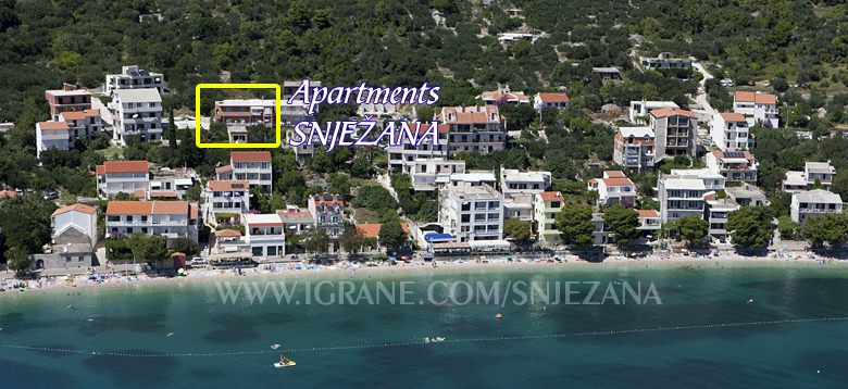 position of apartments Snježana in Igrane